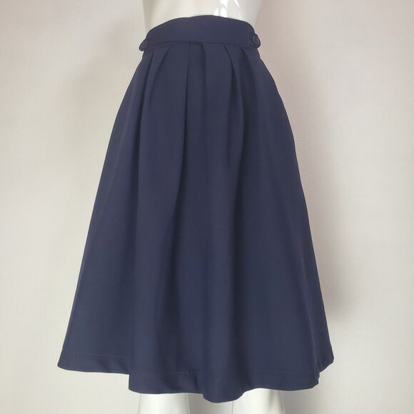 Vintage 60s/70s Bobbie Brooks Navy Pleated Wrap Skirt - Picture 1 of 14